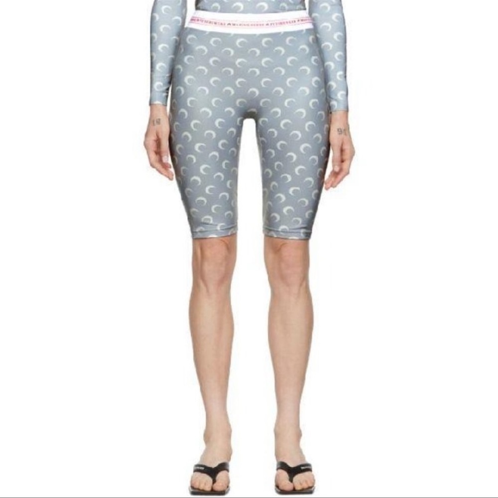 Marine serre moon printed silver bike short